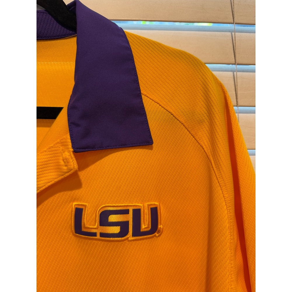 Nike LSU Tigers Dri-FIT Polo Shirt Mens XL Gold Purple NCAA College Football - Picture 2 of 4